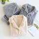 Einfarbiger Flanell-Pyjama von Red Bean für Damen, langärmelig, Herbst und Winter, warmes, samtiges und verdicktes Paar-Hauskleidungsset, Herrenblau M