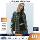 UR2025 new autumn women's American retro contrast plaid long-sleeved cardigan shirt UYY250060 green plaid S