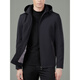 LiLang Fashion Men's Autumn Jacket with Detachable Hood for Young and Middle-aged Men's Casual Jacket Stand Collar Top Trendy Navy 5XL 200/112