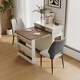 Shetan foldable and retractable solid wood narrow island dining table integrated cream style home small apartment multi-functional kitchen table cabinet Folding and retractable island dining table socket