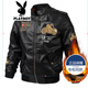 Playboy (PLAYBOY) leather jacket men's spring and autumn casual US military large size World War II cycling suit motorcycle suit Harley middle-aged jacket motorcycle style black thin section 2XL (150-165Jin Jin equals 0.5 kg)