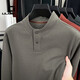 L Lilang's classic Henry collar sweater for men 2025 autumn new business casual fashion loose and comfortable dark gray green S 48
