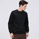 Septwolves 7A antibacterial cotton round neck sweatshirt for men spring new simple solid color commuter long-sleeved top 001 (black) XL 175/92A