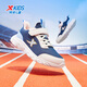 Xtep children's basic running shoes for boys and girls, full leather versatile sports shoes, dark purple/Xtep white 35
