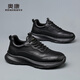 Aokang men's shoes autumn and winter new casual shoes men's genuine leather business men's sports leather shoes men's low-top non-slip work shoes black (1255432113R) 41 (standard leather shoe size)