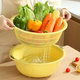 Yusenyi Large Kitchen Double-layer Plastic Dish Basin Dripping Fruit Basket Filter Basket Multi-purpose Washing Sieve Basket Draining Water Vegetable Basket Small Double-layer Pink 31.5x12cm