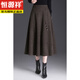 Hengyuanxiang Woolen Skirt Women's Autumn and Winter Long Skirt 2025 New Chinese Style High Waist Skirt Slim Umbrella Skirt Large Hem A-Line Skirt for Women Mocha Brown Autumn and Winter Woolen M 90-100Jin Jin is equal to 0.5 kg