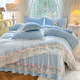 Yalu Class A milk velvet four-piece bed skirt style winter double-sided velvet thickened lace bedspread coral velvet sheet quilt cover Attachment-Baby Blue Class A maternal and infant grade/aesthetic lace design bed skirt style 1.5m four-piece quilt cover 200x230cm