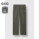 GXG Men's Velvet Straight Casual Pants Loose Sweatpants Men's Commuting Simple Sports Pants 2025 Winter New Product Gray Green L