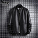 JEEP SPIRIT Jeep Leather Jacket Men's 2025 Spring and Autumn Motorcycle Men's Baseball Uniform Leather Jacket Jacket Spring and Autumn Men 2102 Black XL Recommended 120-140Jin Jin is equal to 0.5 kg