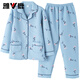 Yalu high-end mother long-sleeved pure cotton pajamas set for autumn middle-aged and elderly women in winter plus fat plus large size thin cotton interlayer 12122 M [80-100Jin [Jin equals 0.5 kg]]