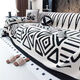 Warm velvet cloud-like universal full-cover sofa cover, four-season anti-slip, anti-cat scratch, high-end jacquard plush cover, style - black and white, 340cm*180cm, suitable for four people