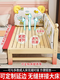 Yusenyi customized solid wood splicing bed crib customized bedside baby bed adults can sleep single children's bed extra wide bed bed height free customized three-sided guardrail + 3E coconut palm mattress 150x80cm