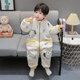 Children's One-piece Pajamas in the Wild and Wild, Autumn and Winter Flannel Thickened One-Year-Old Baby Baby Sleeping Bag, Boy's Coral Velvet Anti-Kick Quilt, Off-White 100cm