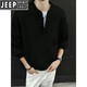 JEEP SPIRIT American retro Henley collar sweater for men, autumn and winter, lazy, high-end, casual, men's inner base sweater, dark gray 2XL