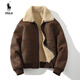 Paul fur all-in-one jacket men's jacket lamb wool jacket plus velvet thickened suede leather jacket motorcycle flying style retro coffee M