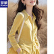 ROMON's new winter style French unique and beautiful top, fashionable, luxurious, high-end, super nice yellow velvet shirt, yellow plus/velvet plus/thick M 100-110Jin Jin equals 0.5 kg