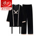 LangSha autumn and winter new gold velvet couple pajamas, feminine three-piece set, men's long-sleeved Korean style home clothes MD3701 black couple M, women get men's XL