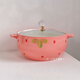 Sailotou instant noodle bowl three-piece set strawberry ceramic i-style double-eared soup bowl with lid student eating bowl cute girly tableware Strawberry instant noodle bowl + spoon + chopsticks