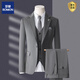 ROMON suit men's three-piece Korean style slim business casual suit groom's wedding dress light gray top + pants + vest with shirt collar S