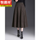 Hengyuanxiang Woolen Skirt Women's Autumn and Winter Long Skirt 2025 New Chinese Style High Waist Skirt Slim Umbrella Skirt Large Hem A-Line Skirt for Women Mocha Brown Autumn and Winter Woolen M 90-100Jin Jin is equal to 0.5 kg