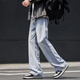 Woodpecker Jeans Men's Autumn and Winter New American High Street Weibo Loose Straight Pants Men's Casual Versatile Long Pants Men Black Gray XL (Recommended 130-155 Jin Jin equals 0.5 kg)