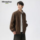 MMOPTOP old money velvet leather texture jacket autumn and winter men's handsome loose casual jacket MJK12 coffee XL