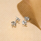 ZLF platinum earrings for women PT950 platinum car flower sparkling lucky four-leaf clover earrings 1.33g