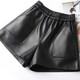 Haining Genuine Leather Shorts Women's 2025 Autumn New Casual Versatile Wide Leg Pants Sheepskin High Waist Slim Boot Pants Black XL