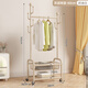 Yimo coat rack movable floor-standing home bedroom iron storage shoe and hat hanging clothes rack 60 double layers - white