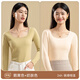 Hongdou Procurement Products Cashmere Thermal Underwear for Women, Velvet Inner Shirts, Heated Seamless Autumn Clothes Goose Yellow + Milk Skin Color Cashmere Grade 5A Two-Pack M
