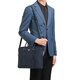 PRADA Saffiano Leather Triangular Enamel Logo Men's Briefcase Handbag Blue Basic Pack (Bag + Dust Bag)