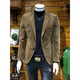 Rowswell2025 new spring and autumn corduroy suit for young men Korean version slim retro business casual small suit jacket black XL