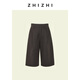 ZHIZHI Siguile all-wool six-point wide-leg shorts retro versatile 25 winter new model Nutshell Brown XS