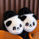 Bangboshi Children's Cotton Slippers with Heel Winter Men's and Women's Panda Plush Warm and Non-Slip Cute Home Parent-Child Baby Cotton Shoes Black Upgraded Heel 28-29 Sizes