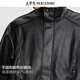 PEACEBIRD Men's Wear Shopping Mall Same Style 2025 Winter New PU Leather Stand Collar Jacket B2BCF4119 Black 1 L