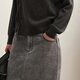 LESS [same style in the mall] 2025 winter new H-type loose casual mid-length waist skirt 2P0D16780 001 black S