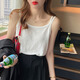 White cotton and linen camisole women's summer new ice silk loose belly-covering bottoming top black double shoulder straps S recommendation-Jin Jin is equal to 0.5 kg