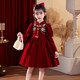 Girls Hanfu Dress Autumn and Winter Skirt 2025 New Year's Eve Chinese New Year Red Cheongsam Plus Velvet Winter Clothes 2800 Red 140