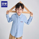 Luo Meng children's clothing boys' shirt new spring and autumn college style embroidered long-sleeved campus uniform blue shirt blue 130