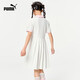 PUMA Official Authentic New Children's Summer Dress Sweet Puff Sleeve Polo Skirt Simple and Fresh Pearl White 10201 120