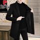 皮尔卡丹（pierre cardin）高端品牌羊毛大衣男士韩版中长款加厚风衣秋冬季时尚毛呢男装外套 黑色 2XL (140-155斤)