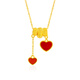 Mingzuan International 18K gold heart-to-heart red agate pendant au750 love tassel neck necklace as a birthday gift for your girlfriend