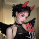 SNQP Halloween elf ears prosthetic ears monster fairies angel long ears performance devil horn headband stage performance hair accessories red devil fork + horn headband a set