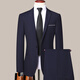 LESS IS MORE Lilang Single Button Men's Business Suit Slim Fit Civil Servant Formal Wedding Banquet Suit Two-piece Navy Blue 2XL 185-36