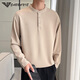 AX Armani Henry Collar White Sweatshirt Men's Spring and Autumn Texture Autumn Top Light Mature Style Long Sleeve T-shirt gam-6438 Stand Collar Long Sleeve Sweatshirt Desert Color M Weight 120Jin Jin is equal to within 0.5 kg
