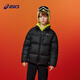 ASICS Children's Wear 25 Years Winter Short Puff Bread Jacket for Boys and Girls, Lightweight, Fluffy, Comfortable and Waterproof Black 85% Down 150 Filled Down 169.4g