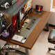 Gujia Home Computer Desk Home Long Study Desk Game E-Sports Table Hole Storage Rack Integrated Workbench Installation Included 1.4 Walnut Color + Black Shelf