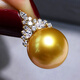 Lihu Xifei real diamond 18k gold foreign gold bead pendant tea gold thick gold single ice and snow queen seawater necklace Philippines 12-13mm