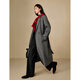 Inman alpaca mulberry silk double-sided woolen coat 2025 winter women's new light luxury woolen coat floral gray M